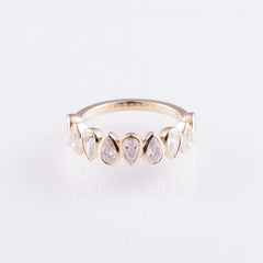 1.51 Ct Pear Bezel Band with 9 Lab-Grown Diamond Stones in 14K Yellow Gold