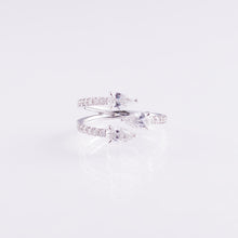 Triple Pear Diamond Ring with Pavé Band – 2.57 ctw, 14K White Gold