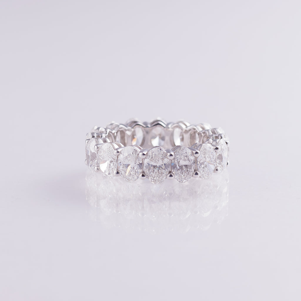 7.0ct Oval Cut North-South Lab-Grown Diamond Eternity Band in 14k White Gold