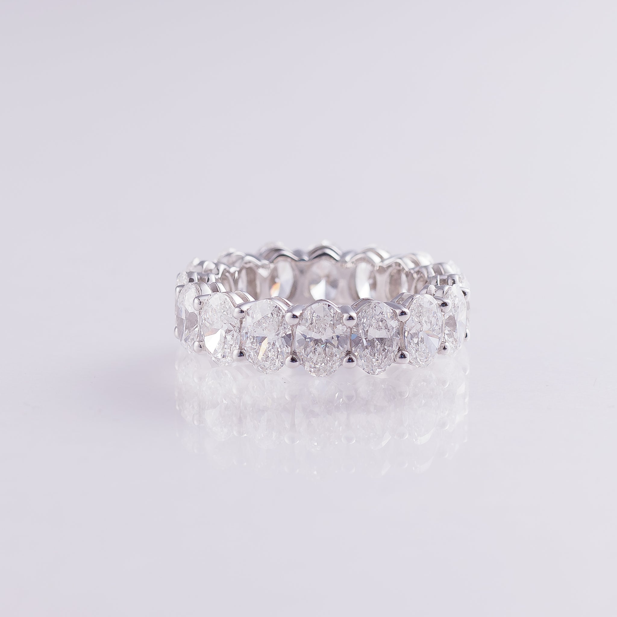 7.0ct Oval Cut North-South Lab-Grown Diamond Eternity Band in 14k White Gold