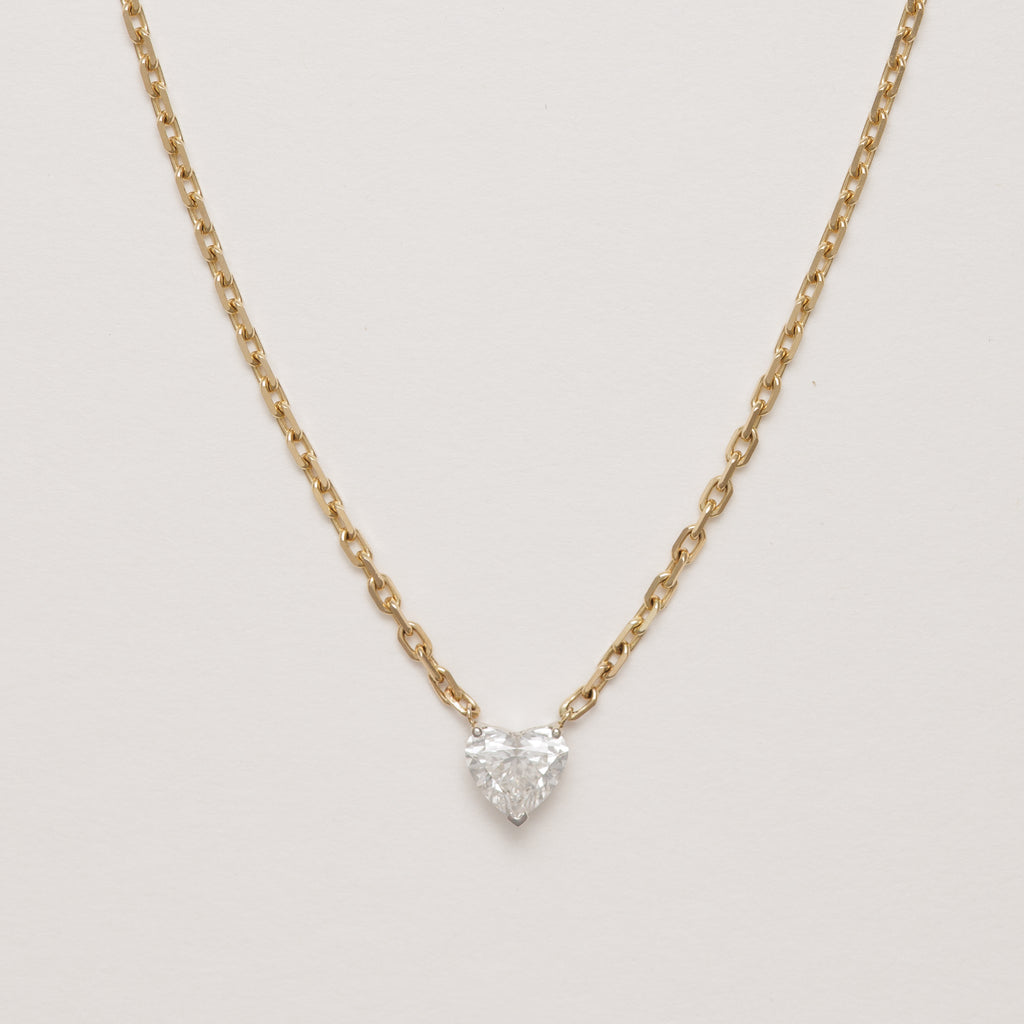 2.28ct Heart Lab-Grown Diamond Solitaire Pendant Necklace in 14k Yellow Gold