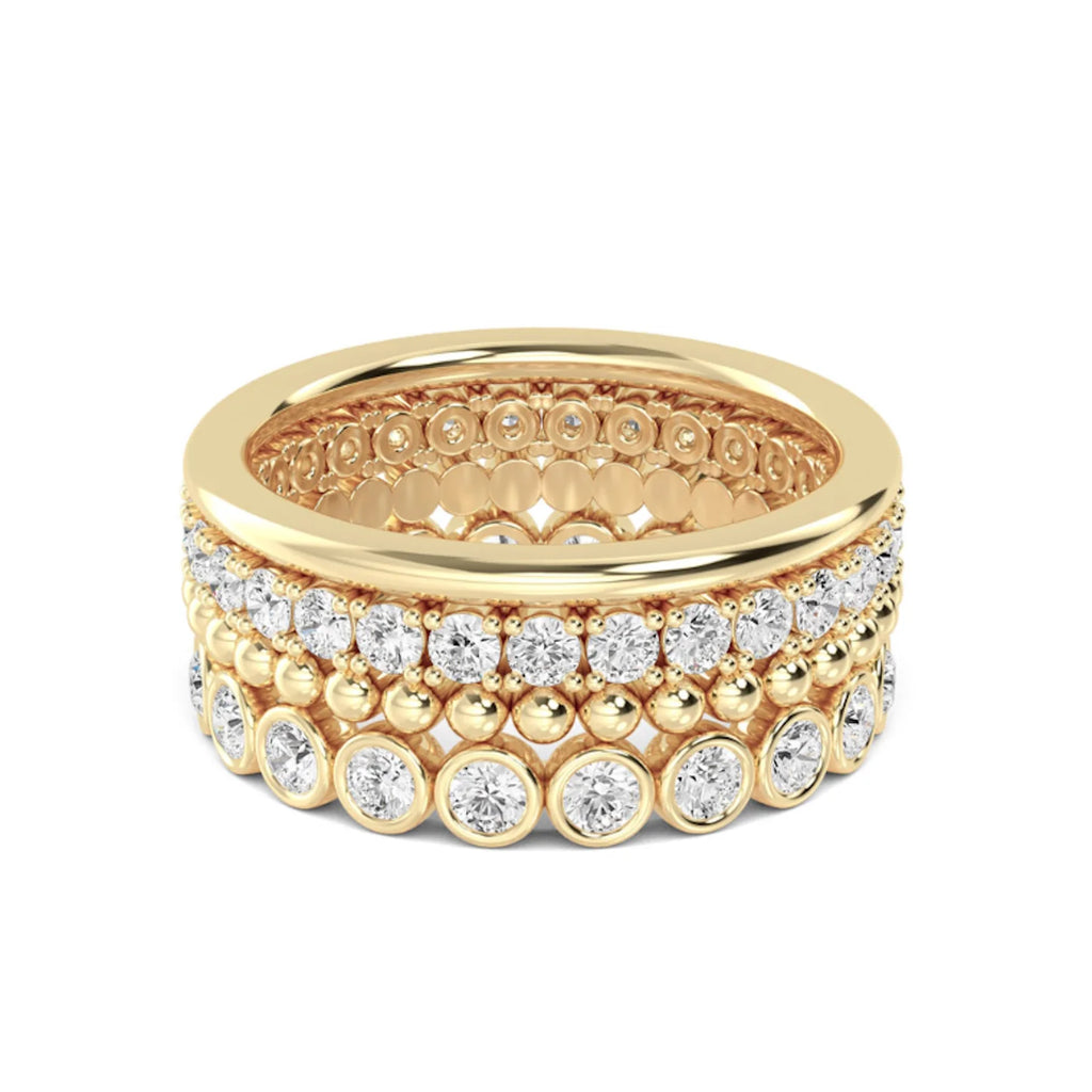 4-Band Mix and Match Lab-Grown Diamond Ring Set in 14k Yellow Gold