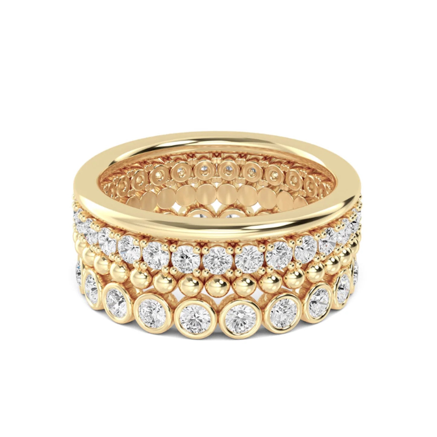 4-Band Mix and Match Lab-Grown Diamond Ring Set in 14k Yellow Gold