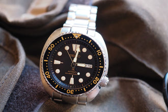 Seiko Prospex SRP775 Turtle Air Diver Black Gold on Rubber Strap // Pre-Owned