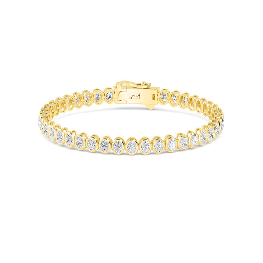10.57ctw Oval Cut Lab-Grown Diamond Bezel Tennis Bracelet in 14K Yellow Gold