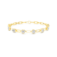 Mixed Fancy Shape Lab-Grown Diamond Paperclip Link Bracelet in 14k Yellow Gold