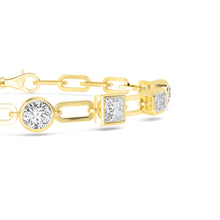 Mixed Fancy Shape Lab-Grown Diamond Paperclip Link Bracelet in 14k Yellow Gold