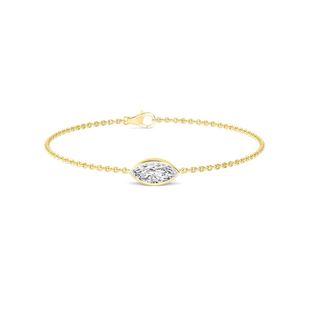 Marquise Cut Lab-Grown Diamond Bezel Bracelet in 14k Yellow Gold