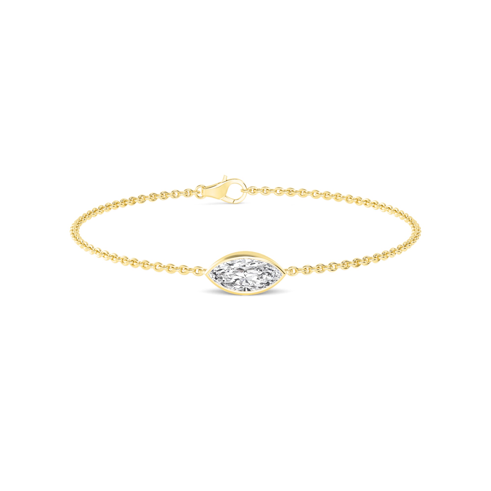 Marquise Cut Lab-Grown Diamond Bezel Bracelet in 14k Yellow Gold