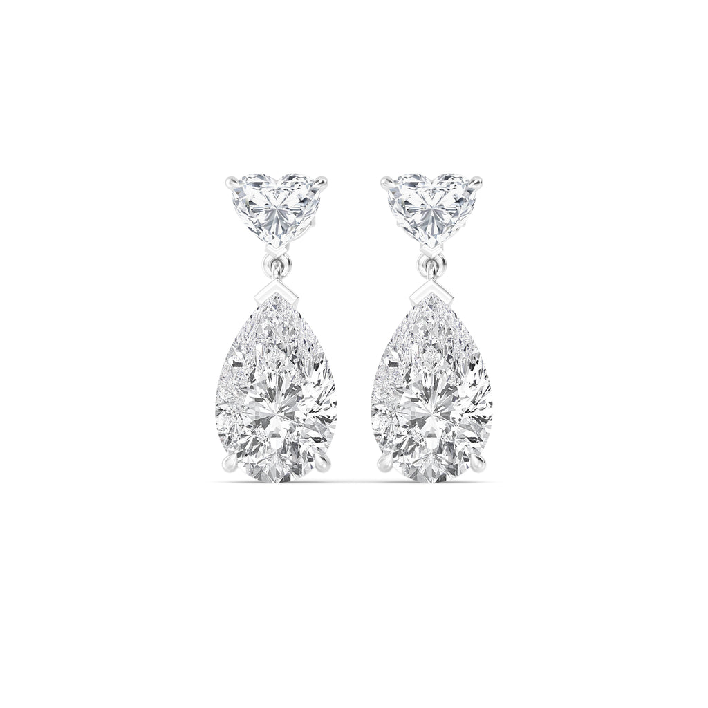 Heart & Oval Duo Drop Lab-Grown Diamond Earrings
