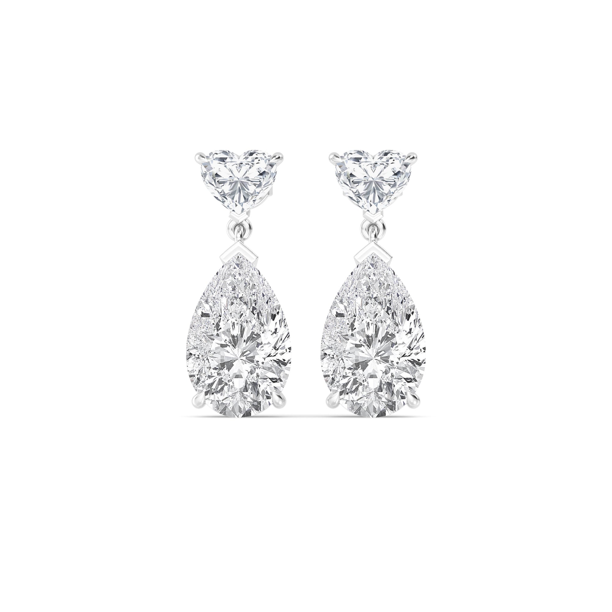 Heart & Oval Duo Drop Lab-Grown Diamond Earrings