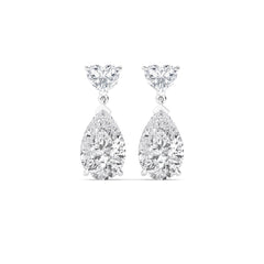 Heart & Oval Duo Drop Lab-Grown Diamond Earrings