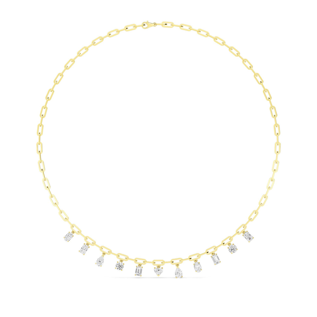 2.57ct Lab-Grown Diamond Mixed Fancy Paperclip Chain Necklace in 14k Yellow Gold