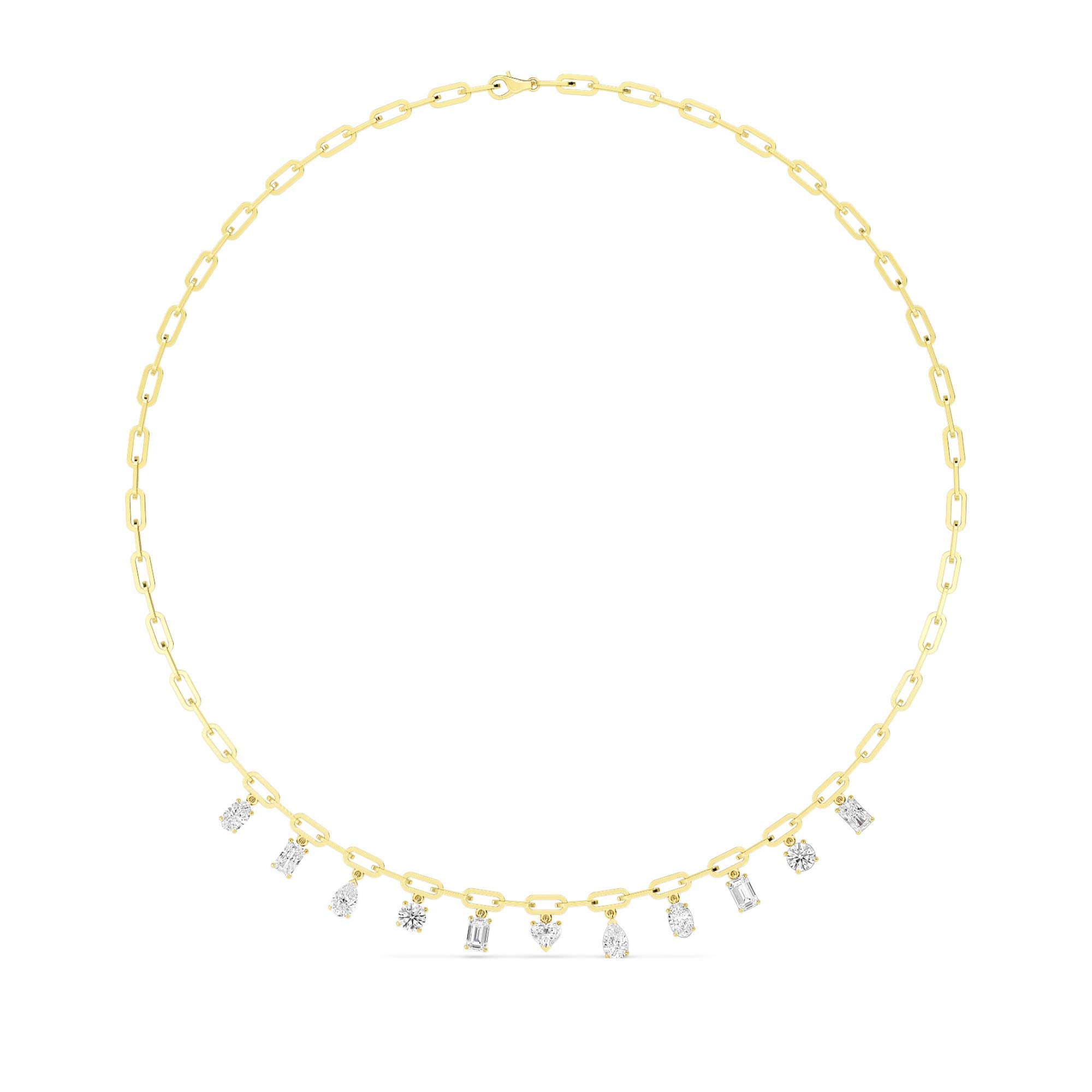 2.57ct Lab-Grown Diamond Mixed Fancy Paperclip Chain Necklace in 14k Yellow Gold
