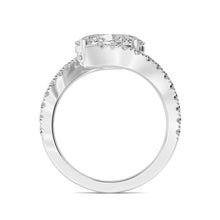 2.57ct East-West Oval Lab-Grown Diamond Ring in 14k White Gold with Pavé Wave Band