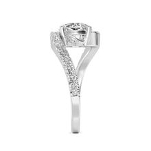 2.57ct East-West Oval Lab-Grown Diamond Ring in 14k White Gold with Pavé Wave Band