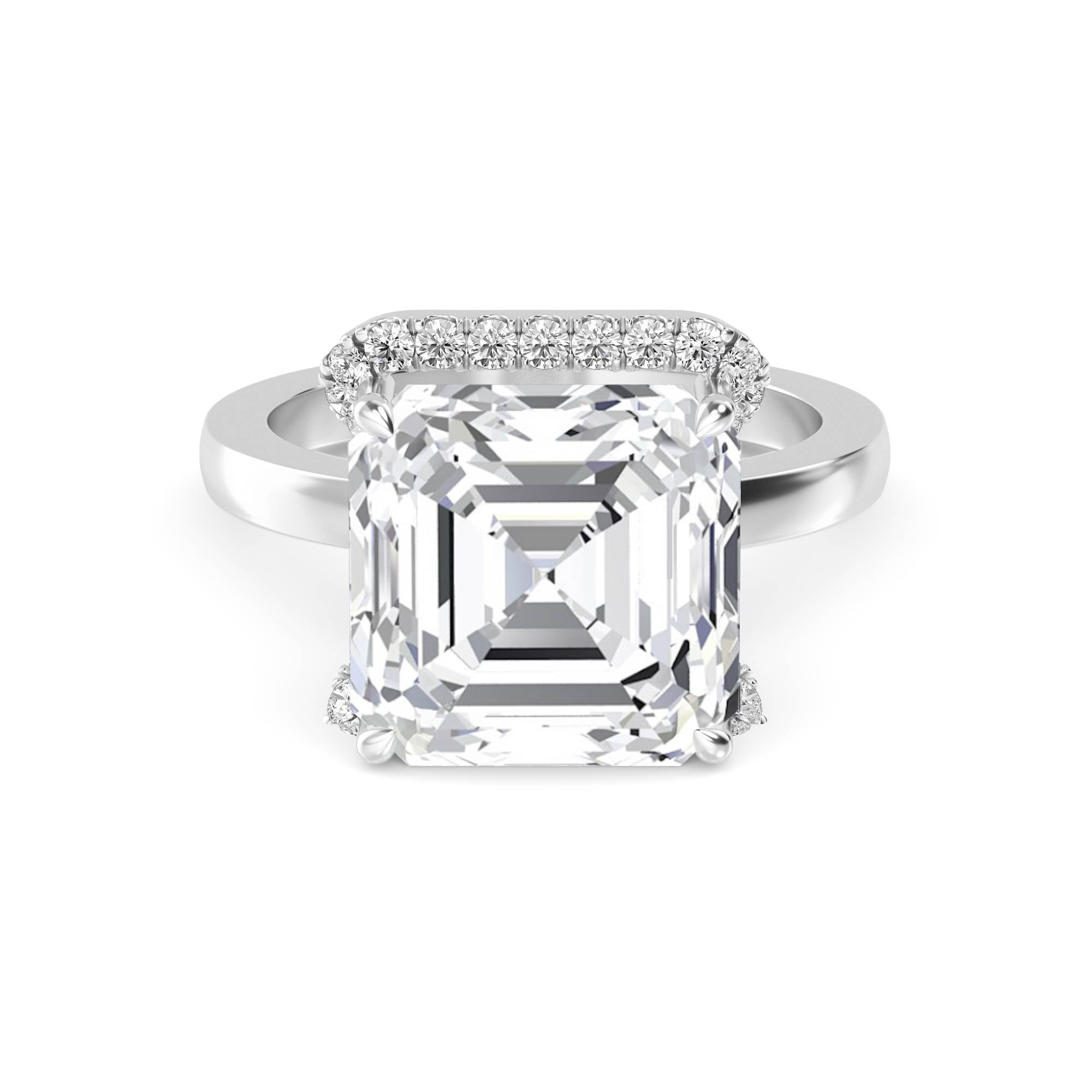 7.50ct Asscher Cut Lab-Grown Diamond Halo Drop Engagement Ring in 14k White Gold