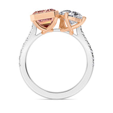 Toi et Moi Emerald and Pear Lab-Grown Diamond Engagement Ring in 14k White Gold with Pavé Band