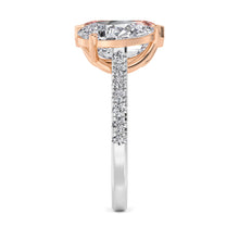 Toi et Moi Emerald and Pear Lab-Grown Diamond Engagement Ring in 14k White Gold with Pavé Band