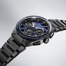 Seiko Astron SSH121 Sunburst Blue DLC Solar GPS Titanium Dual Time