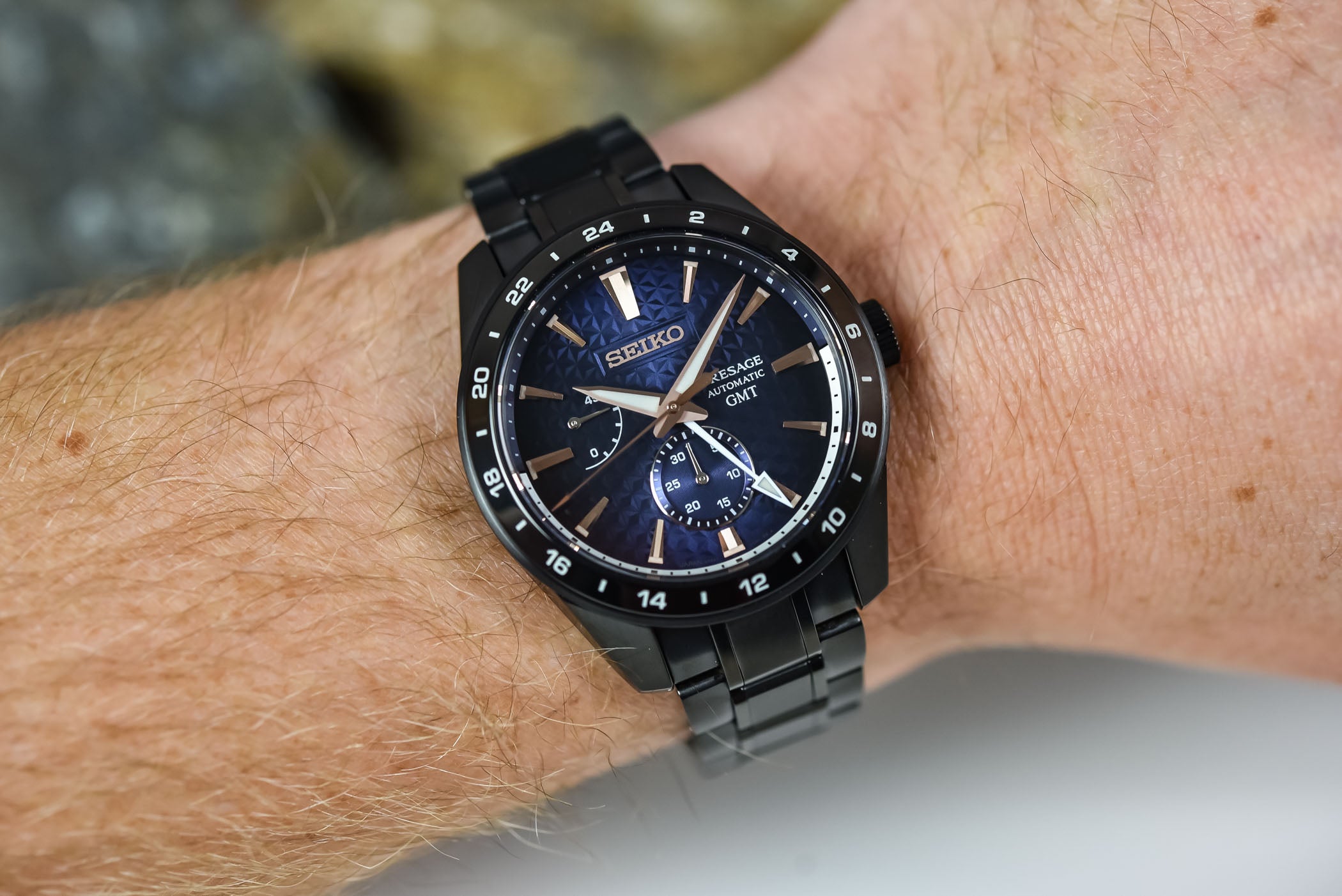 Seiko Presage SPB361 Sharp Edged GMT Limited Edition Black Rose