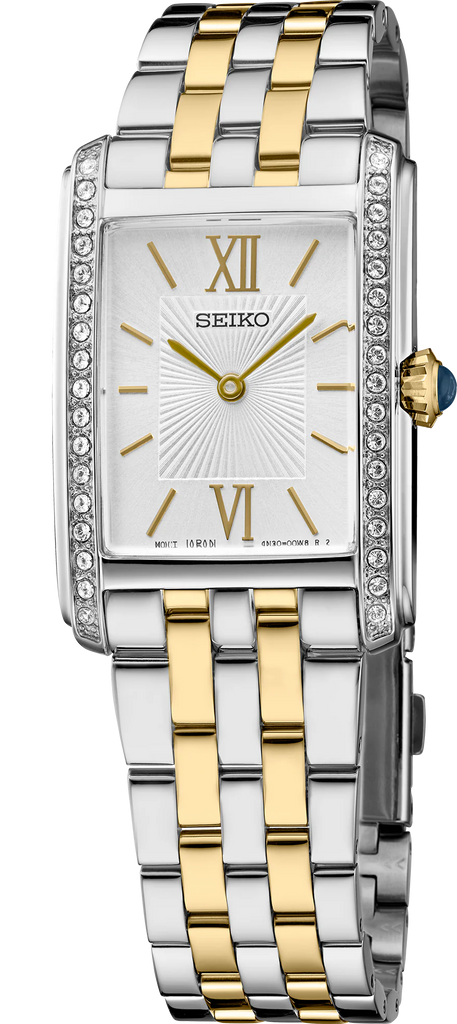 Seiko Essentials SWR093 Two-Tone Tank Quartz 34 Crystals Stainless Steel