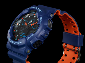 G-Shock GA100L-2A Bi-Color Blue Orange Ana-Digi Resin