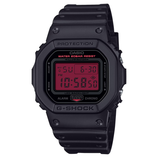 G-Shock DW5600BBR-1 Black and Bold Red Square Digital Resin