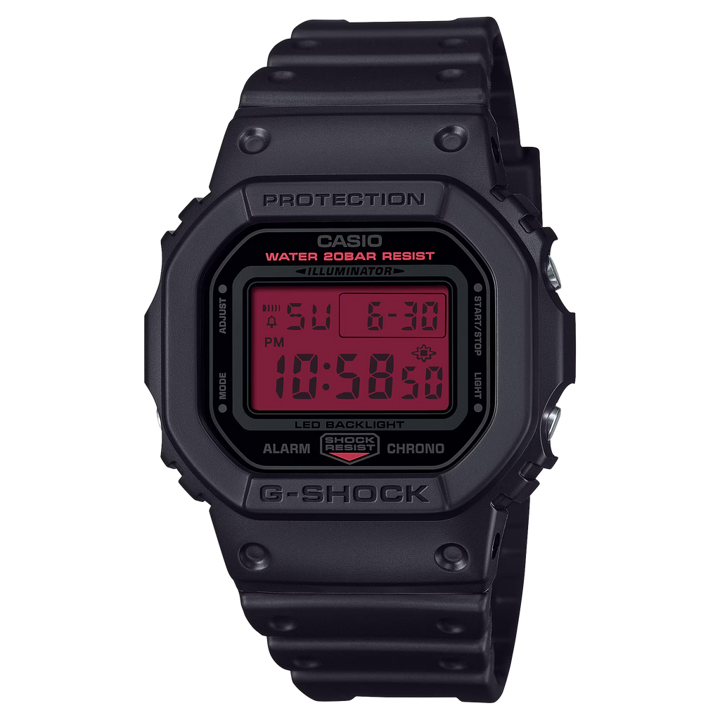 G-Shock DW5600BBR-1 Black and Bold Red Square Digital Resin