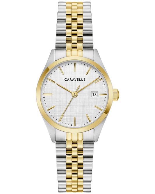 Bulova 45M121 Caravelle Classic Linen Dial Two-Tone Ladies Quartz