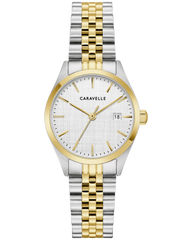 Bulova 45M121 Caravelle Classic Linen Dial Two-Tone Ladies Quartz