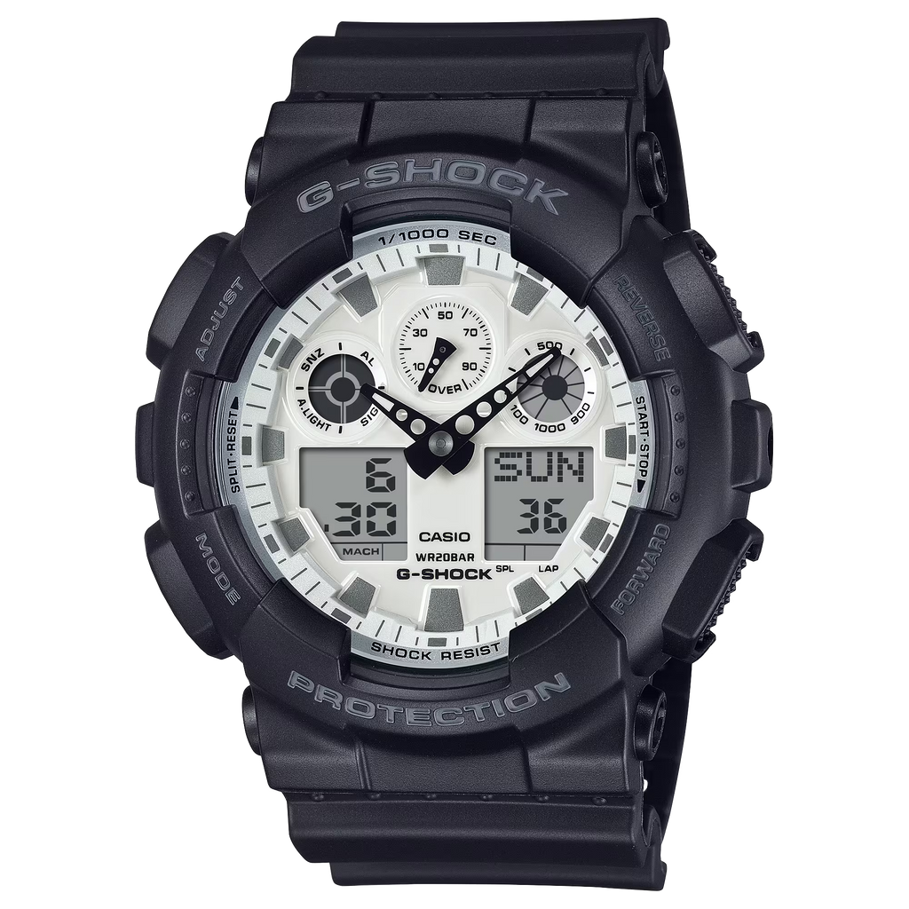 G Shock GA100WD 1A High Contrast Black and White Ana Digi 3 Eye