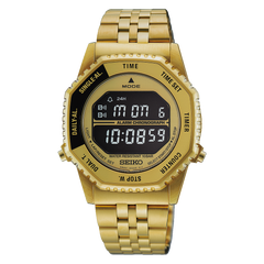 Seiko Essentials HFL003 Rotocall Gold Black Tone Digital Stainless