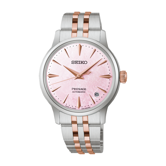 Seiko Presage SRPM06 Sakura Aviation Cocktail Time Pink Dial Two Tone Automatic Ladies