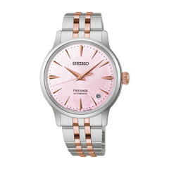 Seiko Presage SRPM06 Sakura Aviation Cocktail Time Pink Dial Two Tone Automatic Ladies