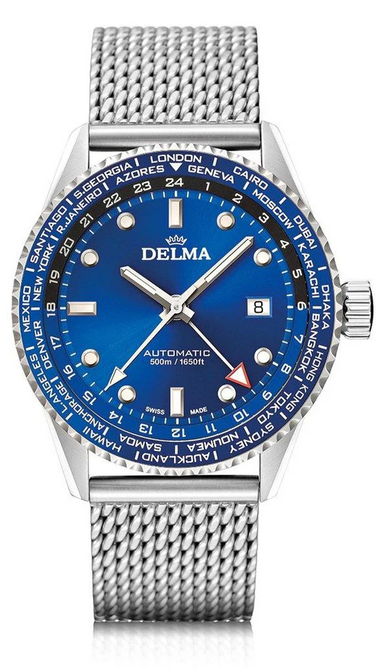 Delma 41801.710.6.041 Cayman Worldtimer Auto Blue Dial 42mm Stainless