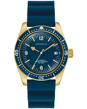 Bulova 44B129 Caravelle Sea Hunter Blue Dial Gold Tone Automatic 39mm Vintage
