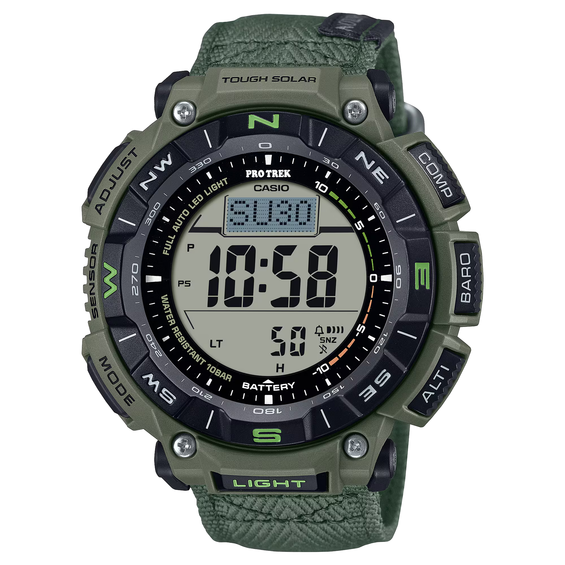 CASIO カシオ PRO TREK Tough Solar グリーン 腕時計 G-Shock PRG340B-3 Pro Trek CASTLON Triple Sensor Solar Powered Bio