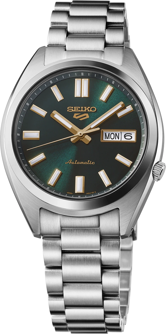 Seiko 5 Sports SRPL57 SNXS Green Dial Gold Accents Automatic 38mm