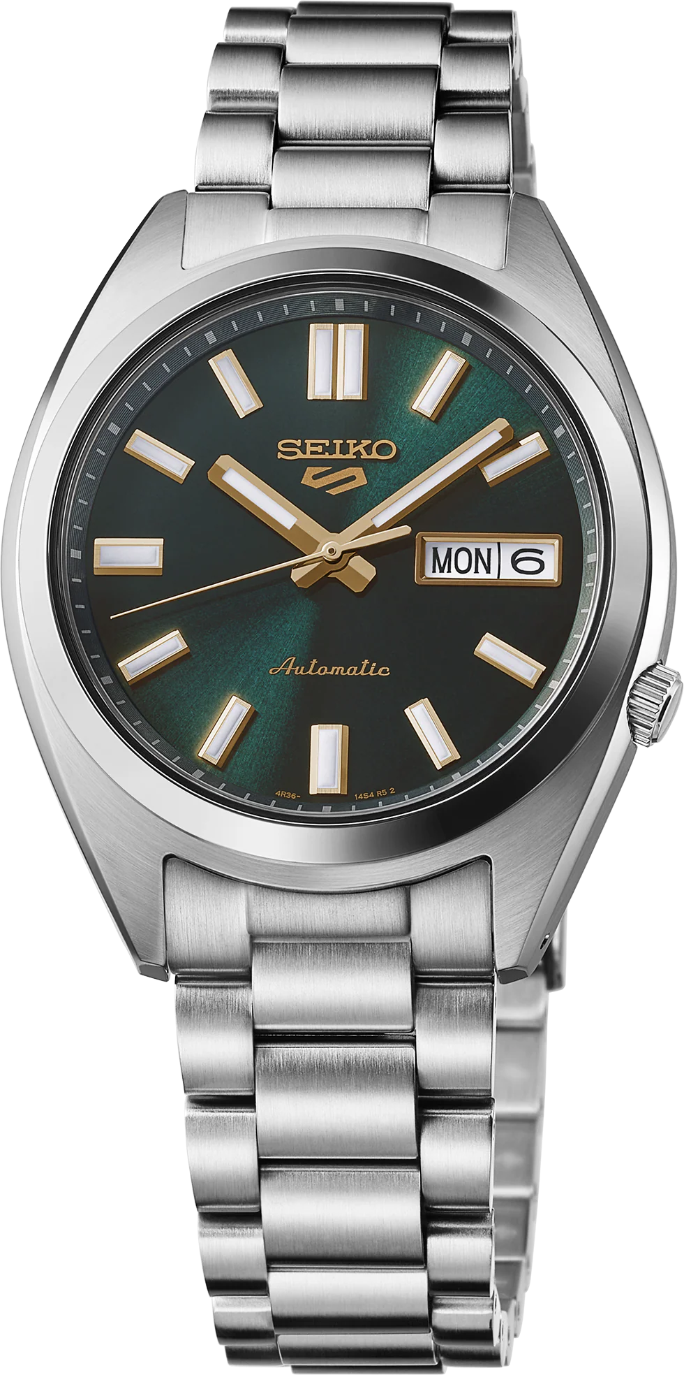 Seiko 5 Sports SRPL57 SNXS Green Dial Gold Accents Automatic 38mm