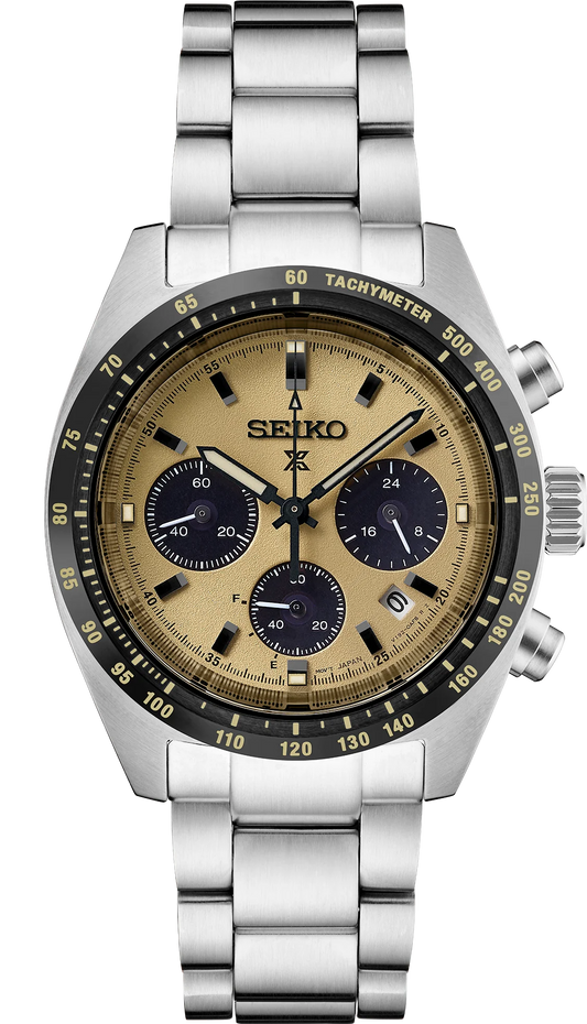 Seiko Prospex SSC817 Speedtimer Beige Yellow Solar Chronograph