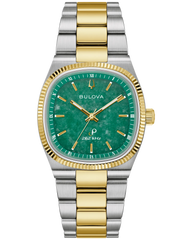 Bulova 98A336 Super Seville Jade Stone Dial 262kHz Two-Tone Stainless