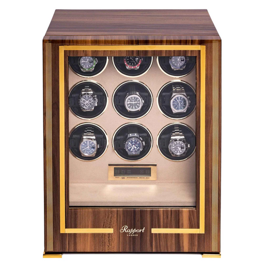 Rapport W309 Paramount Nine Watch Winder Fingerprint Access Walnut Finish