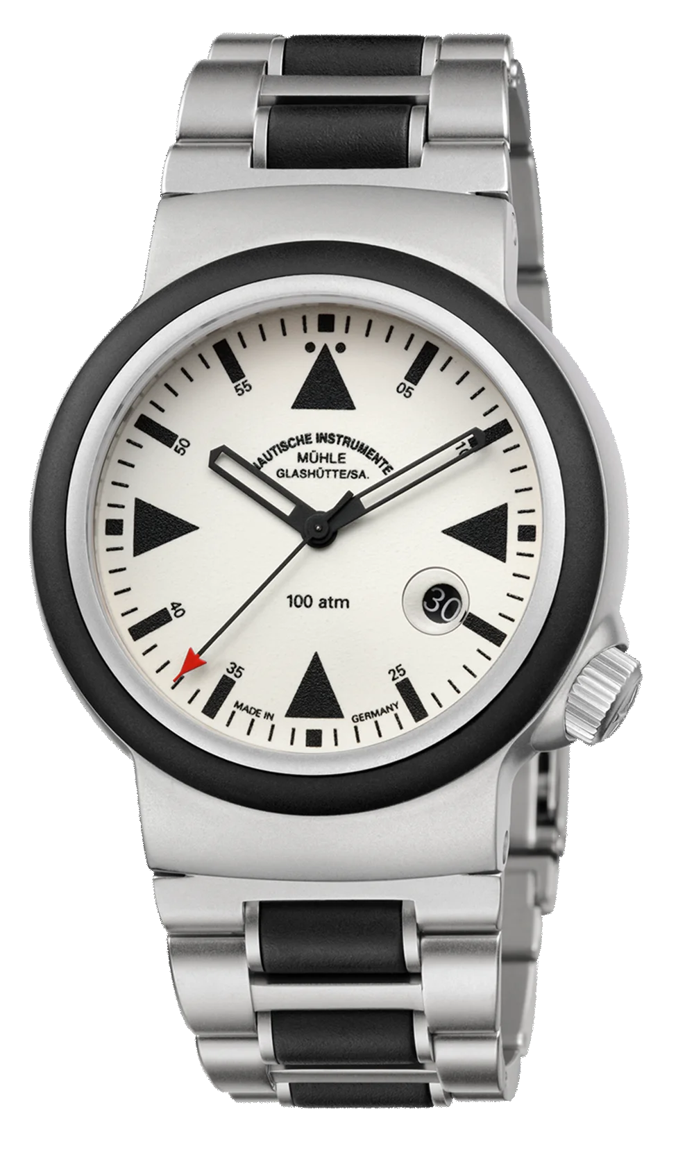 Muhle Glashutte M1-41-08-MB S.A.R. Rescue Timer Lumen Metal Rubber Bracelet