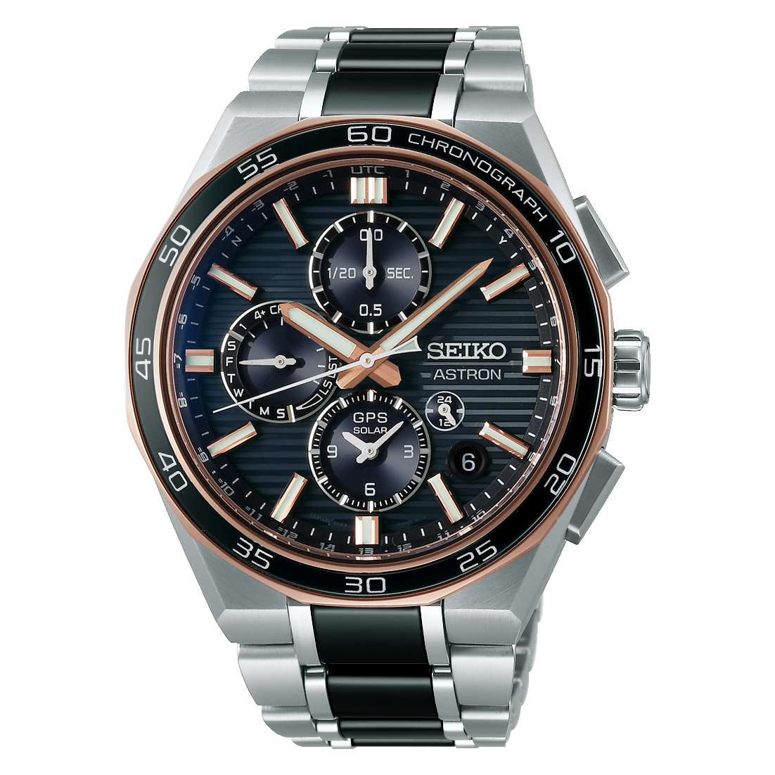 Seiko Astron SSH180 GPS Solar Two Tone Rose Gold Black Dial Titanium Limited Edition