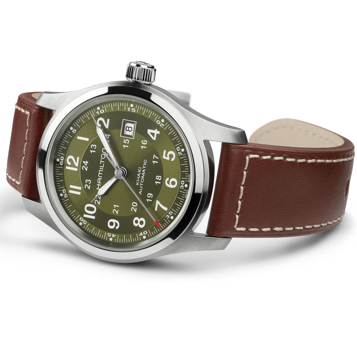 Hamilton H70605560 Khaki Field Auto Green Sunburst 42mm Leather Hamilton H70605560 Khaki Field Auto Green Sunburst 42mm Leather