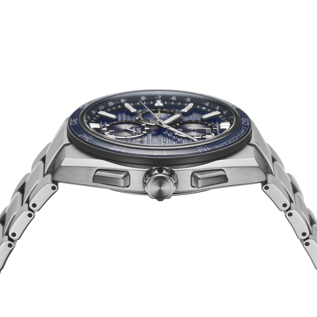 Seiko Astron SSH175 GPS Solar Dual Time Blue Dial Titanium