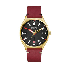 Bulova 97A192 Frank Lloyd Wright Perforated Panels Automatic Gold Tone