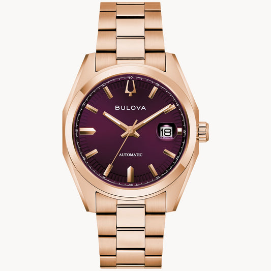 Bulova 97B234 Surveyor Purple Rose Gold Tone Automatic