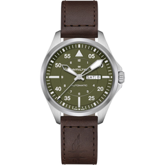 Hamilton H64635560 Khaki Aviation Pilot Day Date Auto Green Dial 42mm